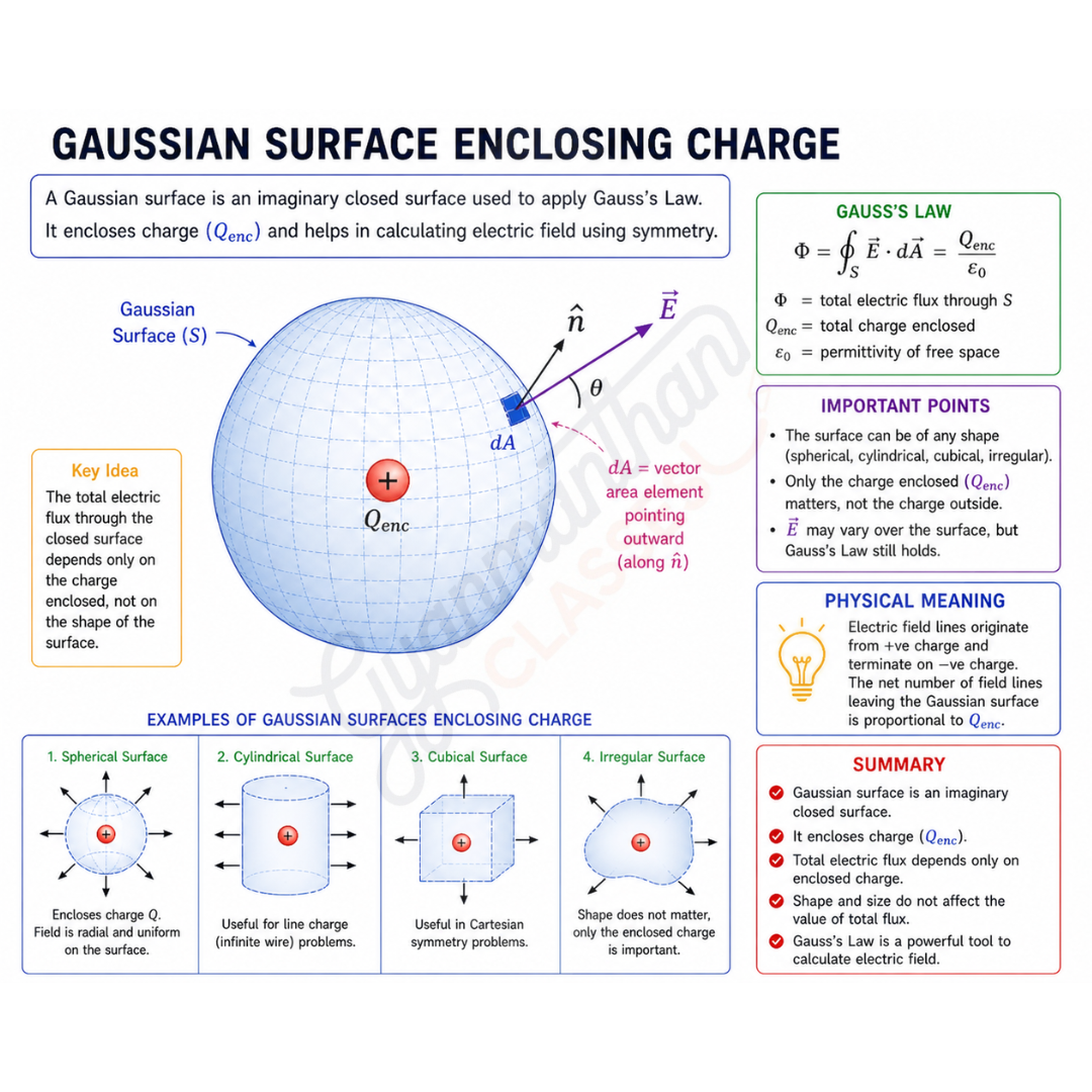 Gaussian surface enclosing charge